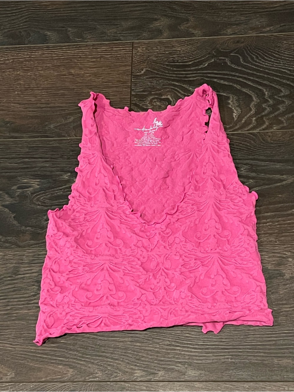 Free People Hot Pink Textured Scoop Neck Tank